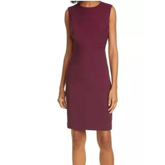 Ted Baker Maroon Sheath Dress sz 2 (Small) - Picture 1 of 4